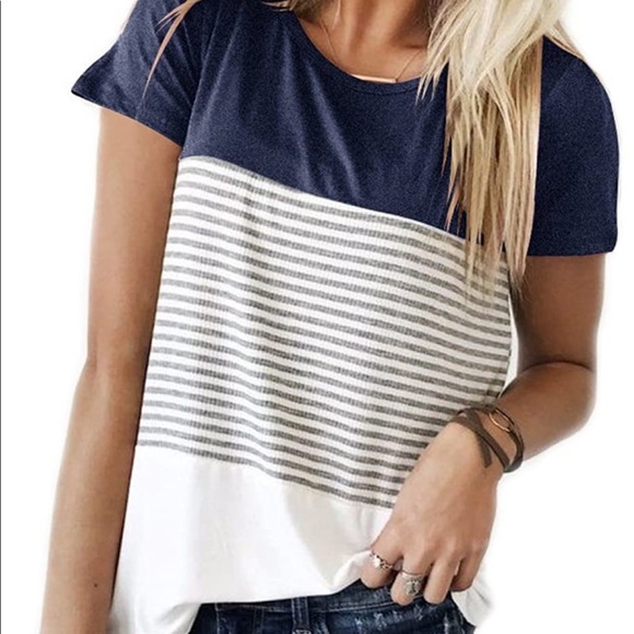 NWT Trendy Color Block Drapey Tee - Picture 1 of 4